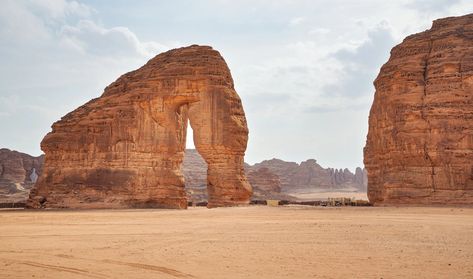 Jabal AlFil - Elephant Rock in Al Ula desert landscape, Saudi Arabia - Photos by Canva Saudi Arabia Landscape, Saudi Arabia Photos, Arabian Desert, Elephant Rock, Driving Permit, Ancient Kingdom, Banyan Tree, Human History, Desert Landscape