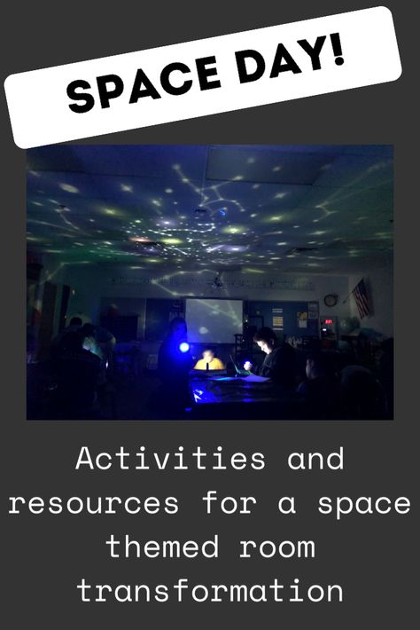 #elementarymath #elementaryclassroom Room Transformation idea for outer space #elementaryscience #elementaryreading #fifthgrade Space Theme Room Transformation, Outer Space Room Transformation, Space Day Classroom Transformation, Space Theme Elementary School, Outer Space Classroom Transformation, Space Room Transformation Classroom, Amplify Ckla 3rd Grade, Space Day At School, Space Activities For Elementary Students