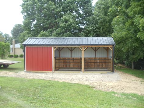 KT Custom Barns, LLC - Run-In Sheds, Portable Shed Pasture Run In Shed, Equipment Shed Building Plans, Run In Shed For Horses Diy, Small Barn Ideas, Simple Horse Barns, Show Cattle Barn, Pasture Shelter, Small Horse Barns, Horse Shed