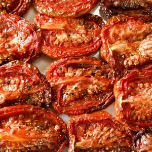 Slow-Roasted Tomatoes & Garlic | Something New For Dinner Roasted Roma Tomatoes, Tomato Pie Recipe, Slow Roasted Tomatoes, Tomato Pie, Valentines Day Dinner, Roma Tomatoes, Tomato Recipes, Vegetable Sides, Roasted Veggies