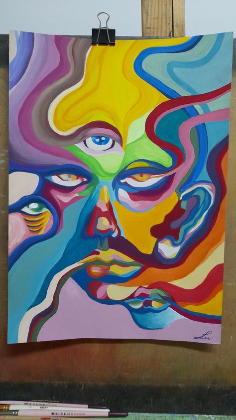 Trippy Face Drawing, Distortion Art Drawing, Cool Painting Ideas Trippy, Posca Pen Art, Identity Artwork, Distortion Art, Pop Art Marilyn, Representational Art, Mad World