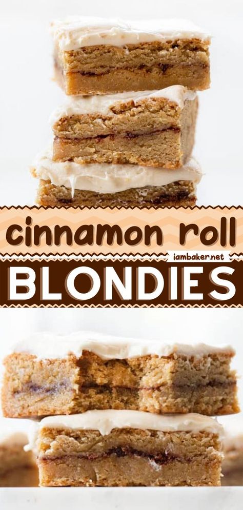 Cinnamon Roll Blondies, Blondies Recipe Easy, Homemade Cinnamon Roll, Blondie Recipes, Blondie Recipe, Crazy For Crust, Cinnamon Recipes, Blondies Recipe, Dessert Bar Recipe