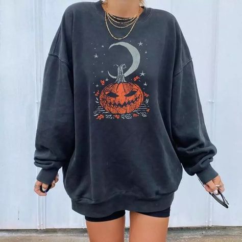 Imprimibles Halloween, Labu Halloween, Designer Sweatshirts, Plus Size Hoodies, Pumpkin Print, Sweatshirt Women, Oversized Pullover, Pumpkin Halloween, Halloween Sweatshirt