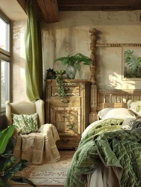 Boho 2024, Olive Green Decor, Olive Green Bedroom, Spanish Bedroom, Olive Green Curtains, Tuscan Bedroom, Olive Bedroom, Olive Green Bedrooms, Olive Green Pillow