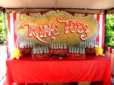 Coke Bottle Ring Toss Carnival Game #ShareaCokeContest Vintage Carnival Games, Carnival Booths, Fall Carnival, Diy Carnival, Creepy Carnival, Halloween Circus, Circus Theme Party, Carnival Wedding, Carnival Themed Party