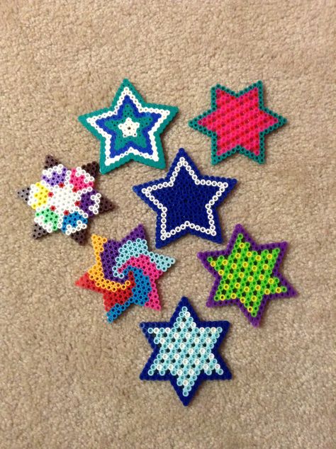 Stars and snowflakes:) My favorite is the Dallas Cowboys Small Star Perler Bead Patterns, Star Pearler Beads, Perler Bead Star Patterns, Star Bead Pattern, Perler Bead Patterns Star, Perler Football, Star Perler Bead Patterns, Hama Beads Star, Star Perler Beads