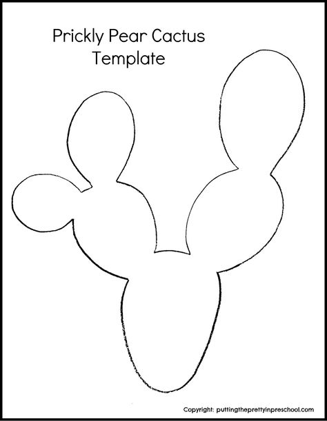 A free prickly pear cactus template to use for art and craft projects. Paint, glue, and create using this unique cactus design. Cardboard Cactus Template, Cactus Sillouhette, Printable Cactus Template, Cactus Template Free Printable, Prickly Pear Cactus Drawing, Cactus Shapes, Paint Cactus, Cactus Template, Arizona Houses