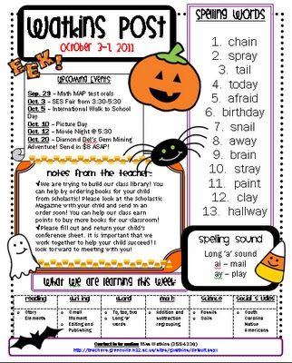 Halloween Newsletter Newsletter Preschool, October Newsletter Template, Halloween Newsletter, Crocheted Spider, Treats For Teachers, October Newsletter, Class Newsletter, Parent Teacher Communication, School Forms