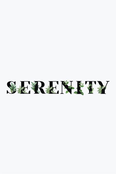 Botanical SERENITY psd word black typography | free image by rawpixel.com / Aum Serenity Name, Serenity Logo, Pg Logo, Branding Boards, Black Typography, Glitch Wallpaper, Words Wallpaper, Bold Fonts, Natural Logo