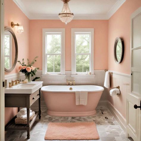 25 Small Bathroom Color Ideas for a Stylish Makeover Coral Bathroom Ideas, Small Bathroom Color Ideas, Bathroom Color Ideas, Underwater Seascape, Coral Bathroom, Peach Bathroom, Small Bathroom Colors, Coral Walls, Purple Bedrooms