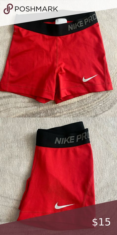 Red Nike Pro Spandex Sleepover Backpack, Red Spandex Shorts, Red Nike Pros, Inspi Outfit, Nike Pro Spandex, Sports Clothes, Nike Pro Shorts, Birthday Stuff, Athletic Looks