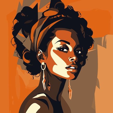 Vector black woman illustration | Premium Vector #Freepik #vector Black Women Sketch, Black Woman Art Aesthetic, Afro Drawing, Pro Black Art, Black Woman Illustration, Abstract Vector Art, Realistic Flower Drawing, Character Design Teen, Lady Illustration