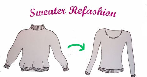 I love refashioning old sweaters. I often scour my mum's wardorbe for old and unused sweaters that are still in a perfect condition b... Refashion Sweater, Sweatshirt Refashion, Mode Tips, Sewing Alterations, Sweater Refashion, Old Sweater, Sweater Fits, Refashion Clothes, Learn To Sew