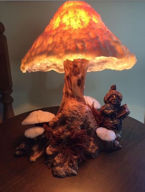 Coral Lamp, Fairy Woodland, Magic Table, Cottage Fairy, Magic Mushroom, Vintage Mushroom, Mushroom Lamp, Table Decor, Coral