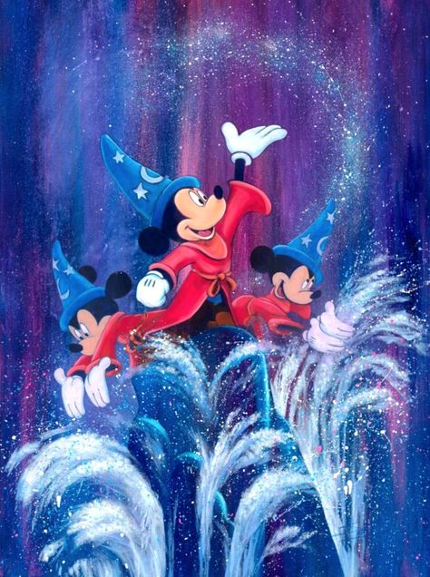 Fantasia Mickey Mouse, Sorcerer Mickey, The Sorcerer's Apprentice, Halloween Wallpaper Iphone Backgrounds, Unicorn And Fairies, Disney Fine Art, Easy Wall Hanging, Oswald The Lucky Rabbit, Disney Cartoon Characters