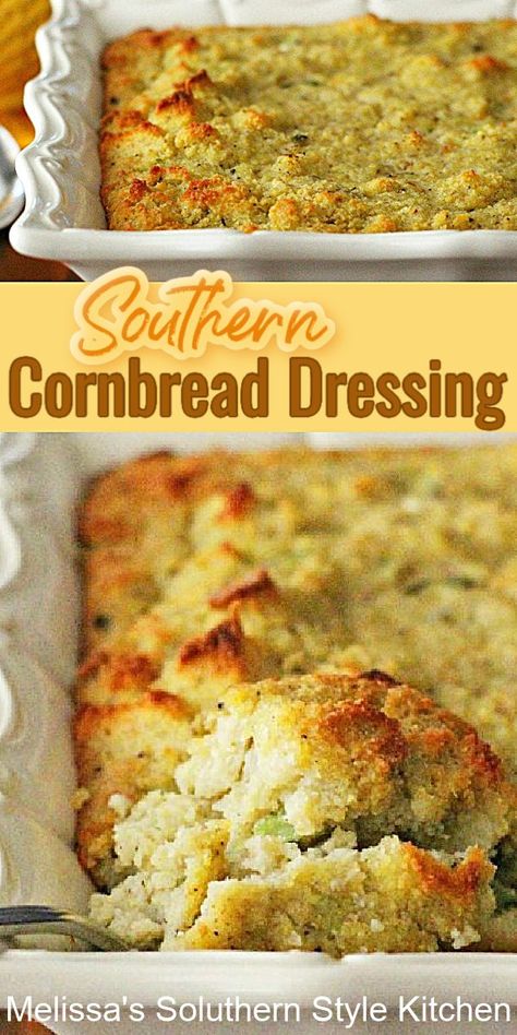 Southern Dressing Recipe, Homemade Cornbread Dressing, Southern Dressing, Yellow Cornbread, Apartment Recipes, Southern Cornbread Dressing, Cornbread Dressing Recipe, Southern Style Cornbread, Dressing Recipes Thanksgiving