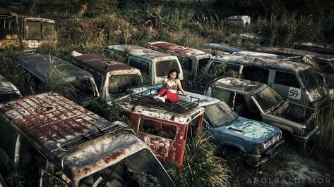 Junkyard photoshoot using my drone Scrapyard Photoshoot, Junkyard Photoshoot Ideas, Junkyard Aesthetic, Yard Photoshoot, Junkyard Photoshoot, Bus Photoshoot, Power Video, Car Yard, Junkyard Cars