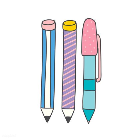 Pen and pencils set doodle vector | free image by rawpixel.com / filmful Pen And Pencil Drawings, Pen Image, Pencil Doodles, Pen Vector, Illustration Objects, Pencil Vector, Calendar Doodles, Doodle Pen, Pen Doodle