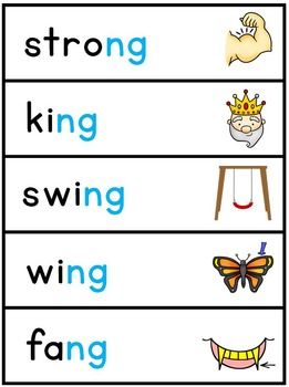 Ng Words, 3rd Grade Spelling, Literacy Activities Preschool, Beginning Sounds Worksheets, Word Family Worksheets, 1st Grade Reading, Grade Spelling, English Skills, English Phonics