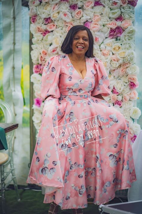 Elegant Pink Flowy Floral Dress, Flowy Floor-length Printed Dress, Elegant Flowy Pink Floral Dress, Flowy Pink Floral Print Maxi Dress, Pink Floral Print Flowy Kaftan, African Attire Dresses, Dress Attire, African Attire, Satin Dresses