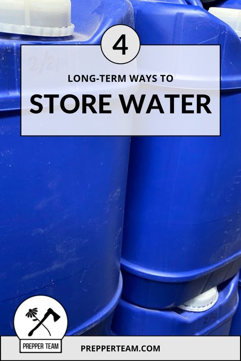 long-term water storage tanks How To Store Water Long Term, Long Term Water Storage, Gallon Water Jug, 55 Gallon Drum, Gallon Water Bottle, 55 Gallon, Gallon Of Water, Emergency Prepping, Disaster Preparedness