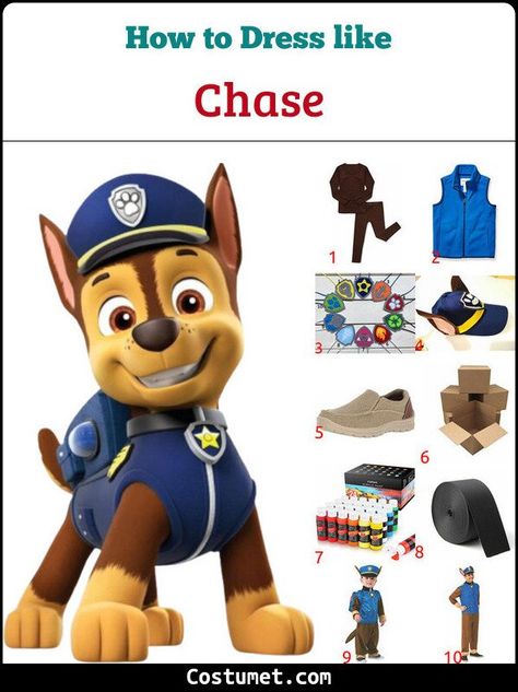 Chase (Paw Patrol) Costume for Cosplay & Halloween 2021 Paw Patrol Dress Up, Paw Patrol Dog Costume, Paw Patrol Kostüm, Chase Paw Patrol Costume, Paw Patrol Halloween Costume, Diy Paw Patrol, Police Vest, Chase Costume, Paw Patrol Outfit