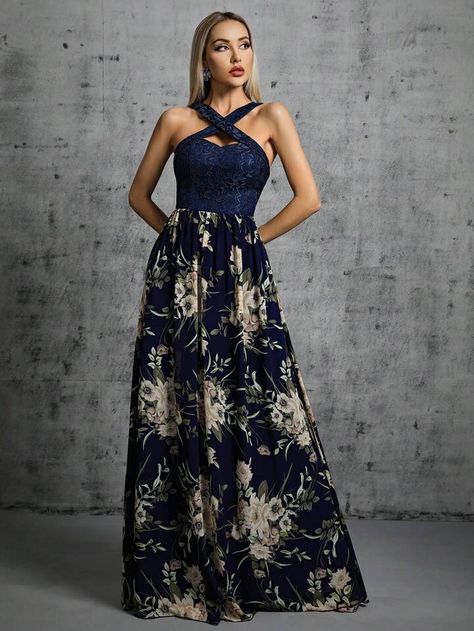 Bridesmaid Dress Pattern, Navy Floral Maxi Dress, Lace Chiffon Bridesmaid Dress, Cozy Sweater Dress, Maxi Dress Designs, Classic Shirt Dress, 1920s Flapper Dress, Boho Bridesmaid, Chiffon Floral