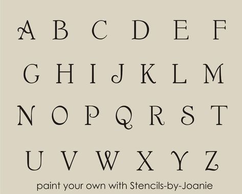 Joanie alphabet stencil, 1 inch capital letters, French chic font, country art, DIY Christmas Fonts Alphabet, French Stencil, French Alphabet, Fonts Handwriting Alphabet, Christmas Fonts Free, Holiday Fonts, Old English Font, Alphabet Stencils, Popular Fonts