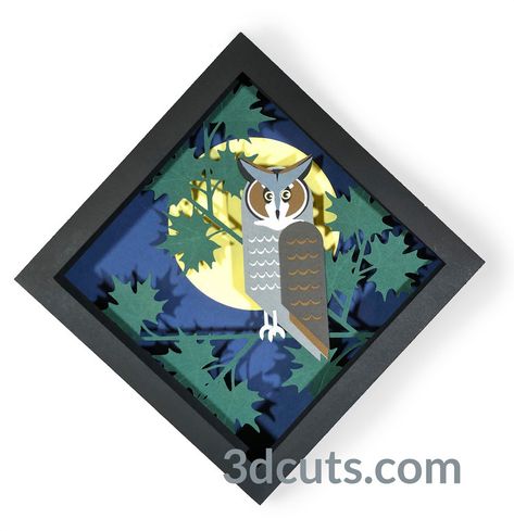 Owl Shadow, Owl Tutorial, Screech Owl, Barred Owl, Box Tutorial, Silhouette Design Studio, 3d Shadow Box, Blue Sky Background, Great Horned Owl