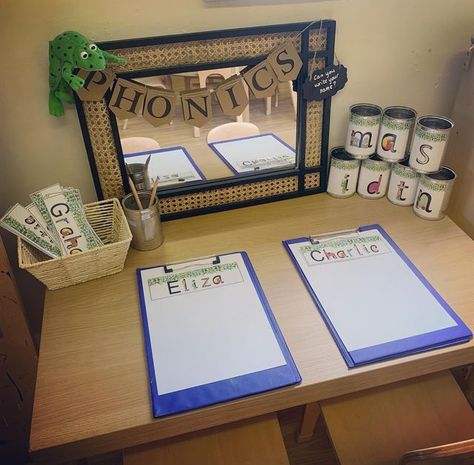 Rwi Phonics Activities, Phonics Area Year 1, Reception Provision Ideas, Year 1 Provision Ideas, Rwi Phonics Display, Phonics Area Eyfs, Phonics Provision, Writing Area Eyfs, Rwi Phonics