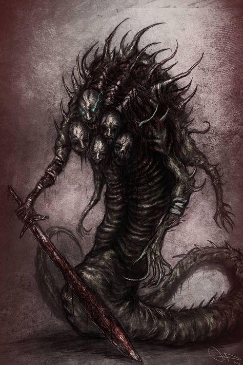 Snake Demon, Dark Creatures, Creatures Art, Cool Monsters, 다크 판타지, Monster Concept Art, Demon Art, Fantasy Monster, Dungeons And Dragons Homebrew