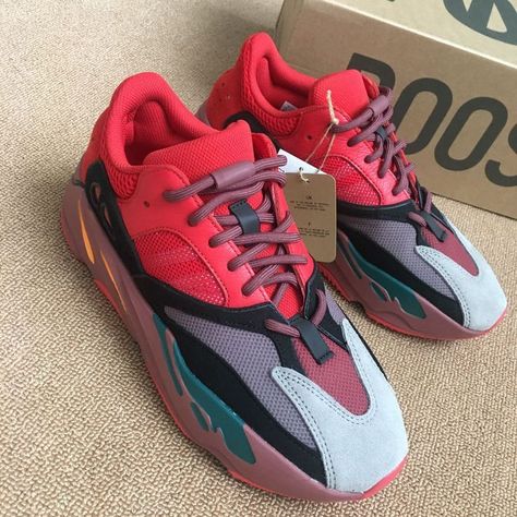 Hi Res Red Yeezy Outfit, Yeezy 700 Hi Res Red Outfit, Red Yeezys, Pink Yeezy, Yeezy Outfit, Yeezy 700, Old Shoes, Sneaker Jewelry, Red Outfit