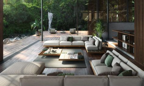 Tropical Concrete - Royal Botania - Indulge in finesse Outdoor Furniture Inspiration, Royal Botania, Low Chair, Luxury Outdoor Furniture, Outdoor Paradise, Wooden Tile, Outdoor Lounge Set, Outdoor Furniture Collections, Arne Jacobsen