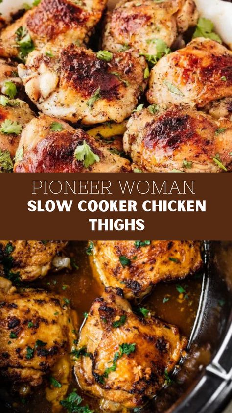 Pioneer Woman Slow Cooker Chicken Thighs Slow Cooker Chicken Stew, Crockpot Chicken Thighs, Slow Cooker Chicken Thighs, Chicken Thighs Recipe, Thighs Chicken, Thighs Recipe, Chicken Thigh Recipes Crockpot, Crockpot Dishes, Chicken Slow Cooker Recipes