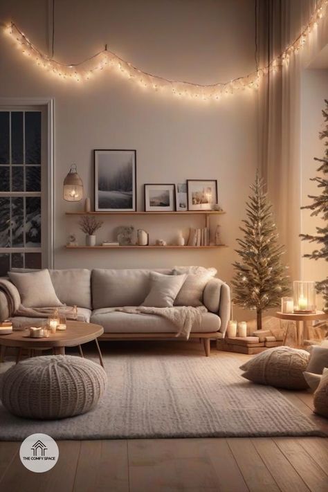 Ready to cozy up your living room this winter? Let’s talk lighting! Use fairy lights and elegant fixtures to create a warm atmosphere. Layer your lights and choose the right color temperatures for that perfect glow. It’s all about making your space inviting for those chilly nights. You’ll love how these tips transform your home!#CozyUp #WinterDecor #LightingInspo #HomeStyle #WarmGlow Living Room Fairy Lights, Comfy Space, Light Living Room, Living Room Light, Minimalist Lighting, Lighting Inspiration, Living Room Lighting, Choose The Right, Winter Decor