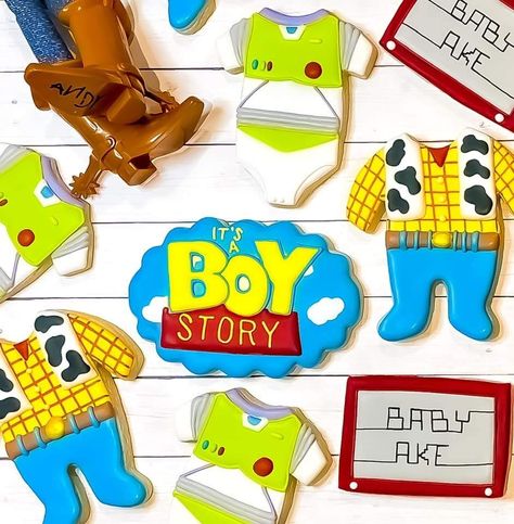 Fun Baby Shower Themes, Baby Shower Sugar Cookies, Toy Story Cookies, Toy Story Party Decorations, Toy Story Baby, Baby Shower Sweets, Toy Story Theme, Diy Baby Shower Decorations, Disney Baby Shower