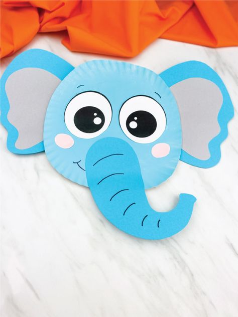 See how simple it is to make this paper plate elephant craft with the kids. Download the free printable template and make with kindergarten children! Elephant Craft, Koala Craft, Elephant Template, Jungle Crafts, Zoo Animal Crafts, Primary Activity, Paper Plate Craft, Elephant Crafts, Pre Primary