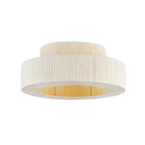 Joss & Main Abbie 1 - Light Raffia Dimmable Metal Drum Flush Mount & Reviews | Wayfair Farmhouse Flush Mount Light, Coastal Farmhouse Living Room, Flush Mount Ceiling Lights White, Lighting Updates, Coastal Lighting, Metal Drum, Paper Lampshade, Light Fixtures Flush Mount, Overhead Lighting