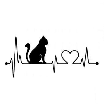 Cat with Cartoon Electrocardiogram Car Stickers Decals Fashion Motorcycle Accessories 17.8*8CM Dog Cat Tattoo, Dog Stencils, Pet Adoption Event, Cat Glasses, Anime Decor, Vet Clinics, Cartoon Stickers, Buy A Cat, Cat Tattoo