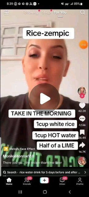 Derick Thomas on Instagram: "The rice water diet drink that's helping people lose weight fast. Here is the Recipe" Rice Loophole Drink, Rice Water Drink, Tropical Rice Method, Rice Drink Diet Recipe, Rice Hack Diet Recipe Dr Oz, Japanese Water Recipe, Rice Water Weight Hack, Baking Soda Water Benefits, Rice Hack Diet