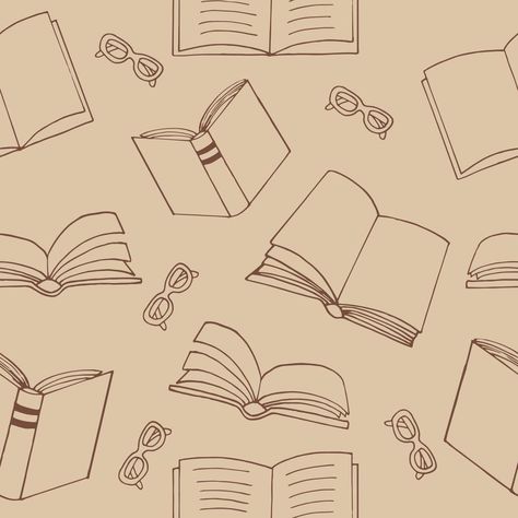 books and glasses seamless pattern. hand drawn doodle style. , minimalism, sketch. wallpaper, textile, wrapping paper, background reading education bookstore science Books Pattern Wallpaper, Background Design Drawing Doodles, Reading Illustration Aesthetic, Cute Book Backgrounds, Book Themed Background, Library Aesthetic Background, School Wallpapers Aesthetic, Book Theme Wallpaper, Aesthetic Books Background