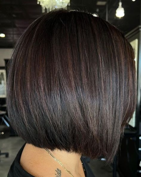 Short Hair Ideas With Highlights, Chocolate Brown Bob With Highlights, Black Hair Natural Highlights, Chocolate Brown Balayage Short Hair, Dark Brown Bob With Highlights, Chocolate Brown Bob Haircut, Chocolate Brown Hair Short, Dark Brown Bob Haircut, Dark Bob Hairstyles