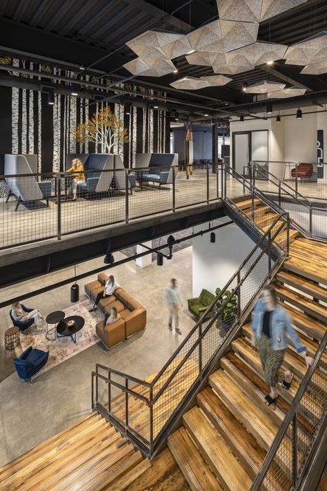 Industrial Warehouse Office Design, Office Mezzanine Design, Office Staircase Design, Mezzanine Office Design, Warehouse Office Industrial, Wooden Mezzanine, Mezzanine Office, Warehouse Office Space, Warehouse Office Design