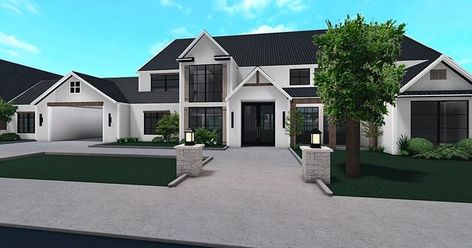 Roblox House Floor Plan, Bloxburg Minimalist Mansion, Bloxburg House Big Mansion, Big Modern Bloxburg House, Minimalistic House Bloxburg, Realistic Home Bloxburg, Blocksburg Mansion Layout, Bloxburg House Ideas Porch, Bloxburg House Ideas 2 Floor Layout Grid