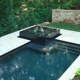 Pool With Elevated Spa, Perimeter Overflow Spa, Pools With Raised Spa, Raised Spa With Pool, Elevated Pool Design, Pool With Raised Spa, Pool With Spa, Ideas De Piscina, Contemporary Pool