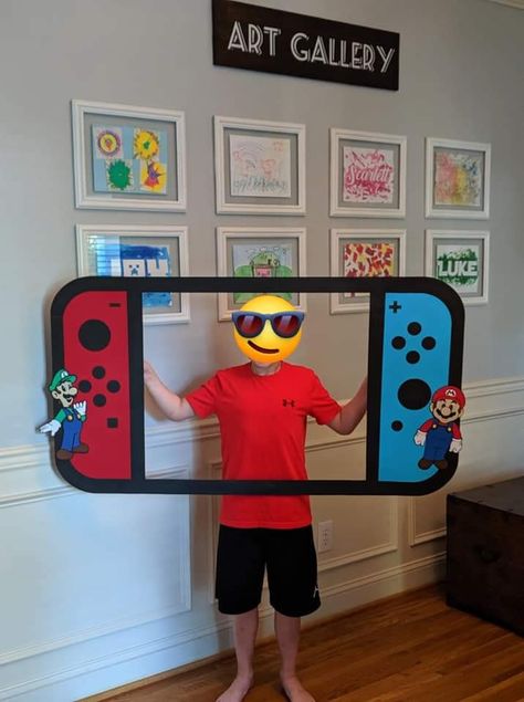 Vintage Video Game Party, Video Game Trunk Or Treat, Nerd Birthday, Mario Crafts, Mario Theme, Sports Theme Classroom, Photo Cutout, Fall Guys, Super Mario Birthday Party