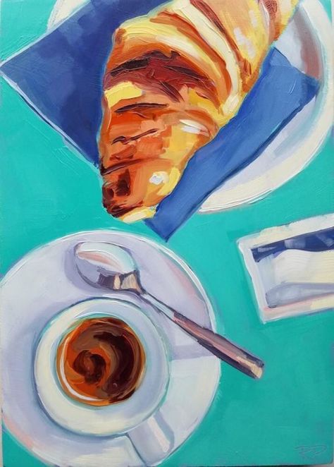 Rachel Petruccillo, Every Day Objects, Ink October, Contemporary Oil Paintings, Watercolor Beginner, Coffee Painting, Watercolor Projects, Food Painting, Canvas Painting Designs