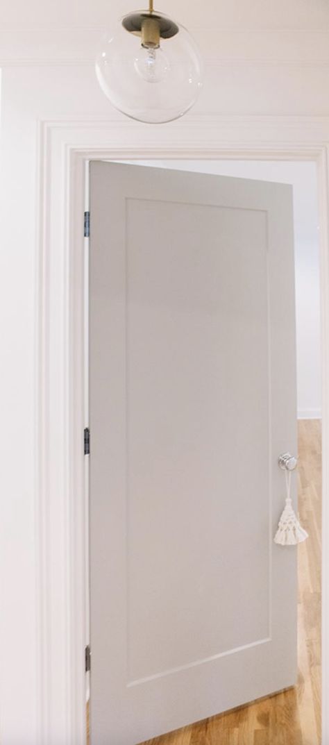 sherwin williams agreeable gray | interior doors Pale Oak Interior Doors, Light Gray Interior Doors, Agreeable Gray Interior Doors, Griege Interior Door, Painted Interior Doors Modern, Agreeable Gray Doors, Repose Gray Doors, Interior Door Inspiration, Greige Doors Interior