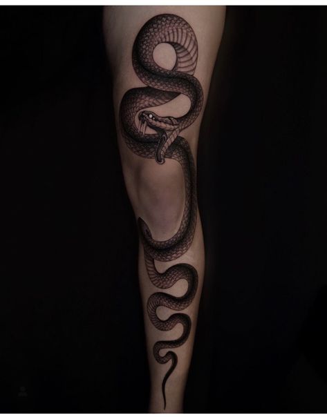 Leg Snake Tattoo, Snake Around Knee Tattoo, Calf Snake Tattoo, Snake Tattoo Leg, Large Snake Tattoo Leg, Snake Knee Tattoo, Snake Leg Tattoo Wrap, Snake Leg Tattoo, Snake Wrapped Around Leg Tattoo