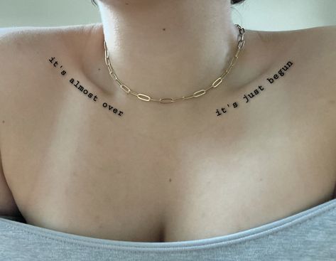 Its Almost Over Its Just Begun Tattoo Bo Burnham, Book Quotes To Get Tattooed, Bo Burnham Tattoo Ideas, Euphoria Tattoo Ideas, Bo Burnham Tattoo, Movie Inspired Tattoos, Horizontal Tattoo, Euphoria Tattoo, Inside Tattoo